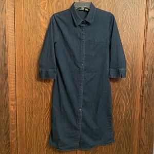 L. L. Bean denim duster dress woman’s 8 reg 3/4 sleeve